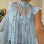 Mockneck Tulle Cover Up Top with Lace Camisole