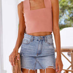 Margovil Square Collar Slim Crop Tank Top