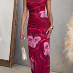 Asymmetric One Shoulder Floral Print Bodycon Maxi Dress