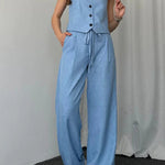 Solid Color Casual Vest Two-piece Set