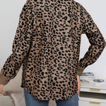 Leopard Jacket Long Sleeve Lapel Button Down Corduroy Shirts