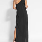 Elegant Solid Color One Shoulder Maxi Dress
