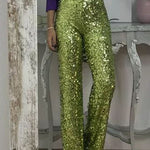 Valentina Rossi | Sequin Straight-Leg Party Pants For Women