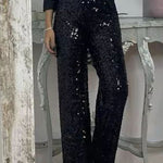 Valentina Rossi | Sequin Straight-Leg Party Pants For Women
