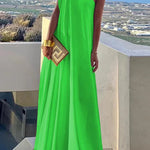 Loose Asymmetric Solid Color Split-Joint One-Shoulder Maxi Dresses