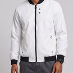 KZZ Men's Solid-Color Long-Sleeve Mock-Neck Zip-Up Jacket