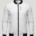 KZZ Men's Solid-Color Long-Sleeve Mock-Neck Zip-Up Jacket