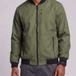 KZZ Men's Solid-Color Long-Sleeve Mock-Neck Zip-Up Jacket