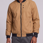 KZZ Men's Solid-Color Long-Sleeve Mock-Neck Zip-Up Jacket