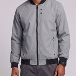 KZZ Men's Solid-Color Long-Sleeve Mock-Neck Zip-Up Jacket