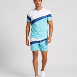 KZZ Color-block crew-neck T-shirt and elastic-waist shorts