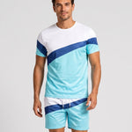 KZZ Color-block crew-neck T-shirt and elastic-waist shorts