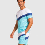 KZZ Color-block crew-neck T-shirt and elastic-waist shorts