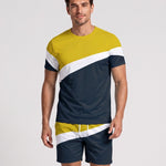 KZZ Color-block crew-neck T-shirt and elastic-waist shorts