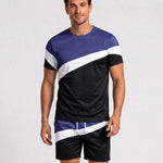 KZZ Color-block crew-neck T-shirt and elastic-waist shorts