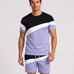 KZZ Color-block crew-neck T-shirt and elastic-waist shorts