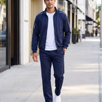 KZZ Men's Zip-Up Sports Jacket and Drawstring Pants