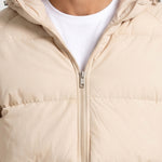 KZZ Men's Solid-Color Zip-Up Hooded Padded Jacket
