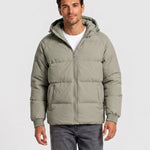 KZZ Men's Solid-Color Zip-Up Hooded Padded Jacket