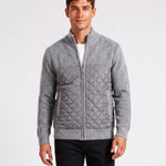 KZZ Men's Solid-Color Stand-Collar Knit Cardigan
