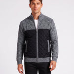 KZZ Men's Solid-Color Stand-Collar Knit Cardigan