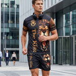 KZZ Men's 3D Digital Print Two-Piece Sportswear Set