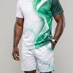 KZZ Stylish Regular-Fit Crew-Neck T-Shirt and Drawstring Pocket Shorts