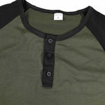 KZZ Men's Lightweight Summer Color-Block Henley T-Shirt with Raglan Sleeves and Button Placket