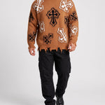 KZZ Men's Dark Street Style Crew Neck Sweater