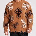KZZ Men's Dark Street Style Crew Neck Sweater