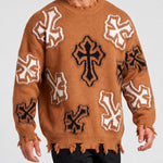 KZZ Men's Dark Street Style Crew Neck Sweater