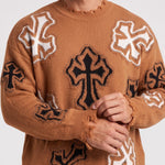 KZZ Men's Dark Street Style Crew Neck Sweater