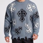 KZZ Men's Dark Street Style Crew Neck Sweater