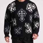KZZ Men's Dark Street Style Crew Neck Sweater