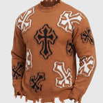 KZZ Men's Dark Street Style Crew Neck Sweater