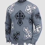 KZZ Men's Dark Street Style Crew Neck Sweater
