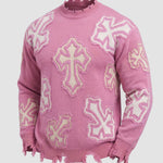KZZ Men's Dark Street Style Crew Neck Sweater