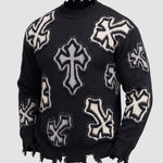 KZZ Men's Dark Street Style Crew Neck Sweater
