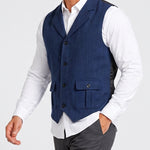 KZZ Men's solid color button front pocket suit vest