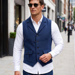 KZZ Men's solid color button front pocket suit vest