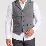 KZZ Men's solid color button front pocket suit vest