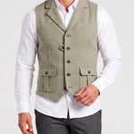 KZZ Men's solid color button front pocket suit vest
