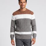 KZZ Men's Color-Block Crew-Neck Knit Sweater