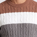 KZZ Men's Color-Block Crew-Neck Knit Sweater