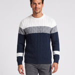 KZZ Men's Color-Block Crew-Neck Knit Sweater