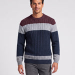 KZZ Men's Color-Block Crew-Neck Knit Sweater