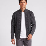 KZZ Men's Geometric Print Zip-Up Cable-Knit Cardigan