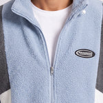 KZZ Men's Color-Block Fleece Jacket with Zippered Pockets