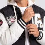 KZZ Men's Color-Block Letter-Print Drawstring Hooded Jacket
