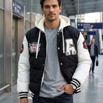 KZZ Men's Color-Block Letter-Print Drawstring Hooded Jacket